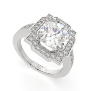 Amalia Oval Cut Halo Pave Engagement Ring Setting - Nivetta